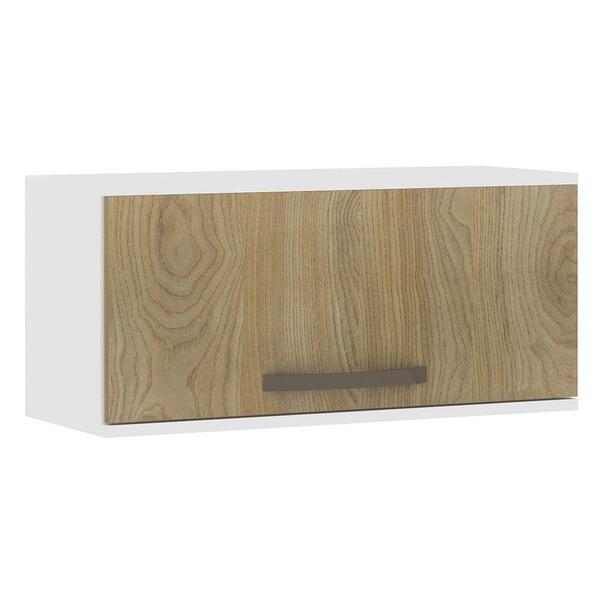 Armário Aéreo 1 Porta 70cm Gabi Branco Com Carvalho