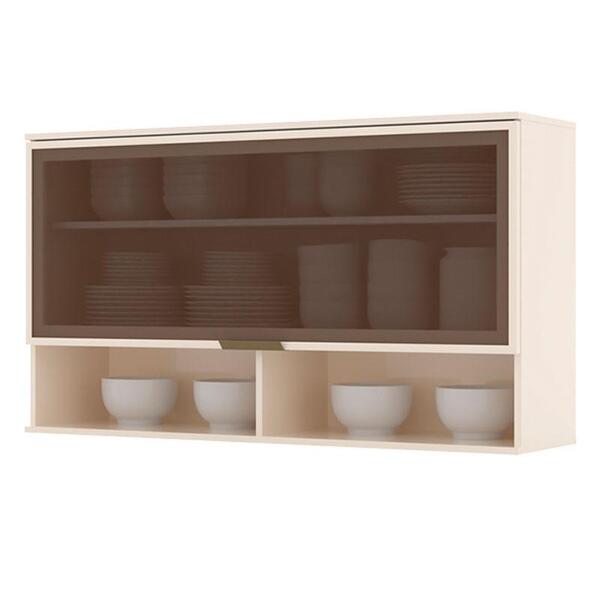 Armário Aéreo 1 Porta Basculante De Vidro 120 Cm Évelin Off W