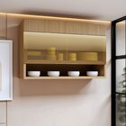 Armário Aéreo 1 Porta Basculante De Vidro Temperado E Nicho 1