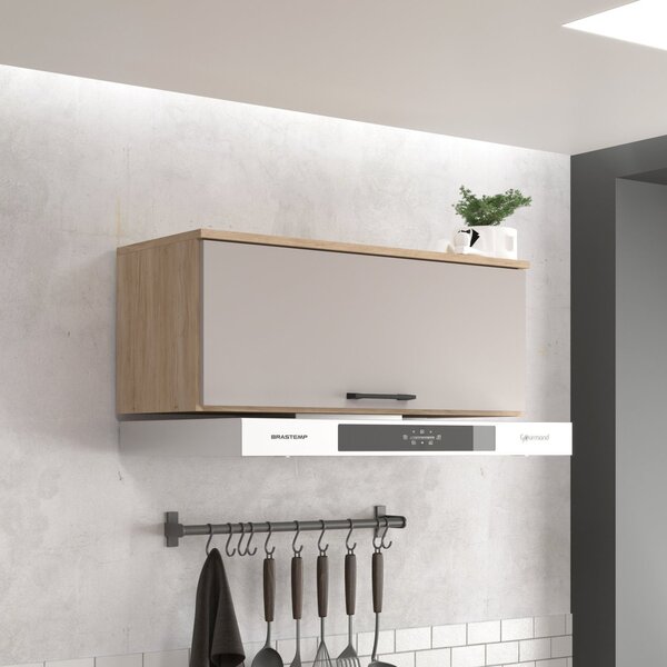 Armário Aéreo 1 Porta Basculante Maysa Aveiro Oak/cinza Urbano