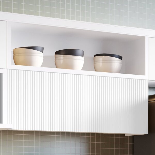 Armário Aéreo 1 Porta Basculante Ripado Marquesa 120cm  100%