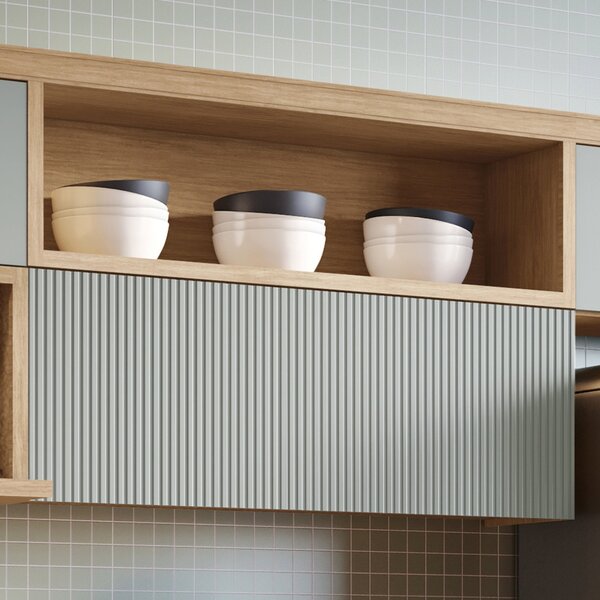 Armário Aéreo 1 Porta Basculante Ripado Marquesa 120cm  100%