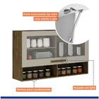 Armário Aéreo 1 Porta Com Vidro E 2 Nichos 120cm Pérola Ipê/o