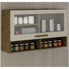 Armário Aéreo 1 Porta Com Vidro E 2 Nichos 120cm Pérola Ipê/o