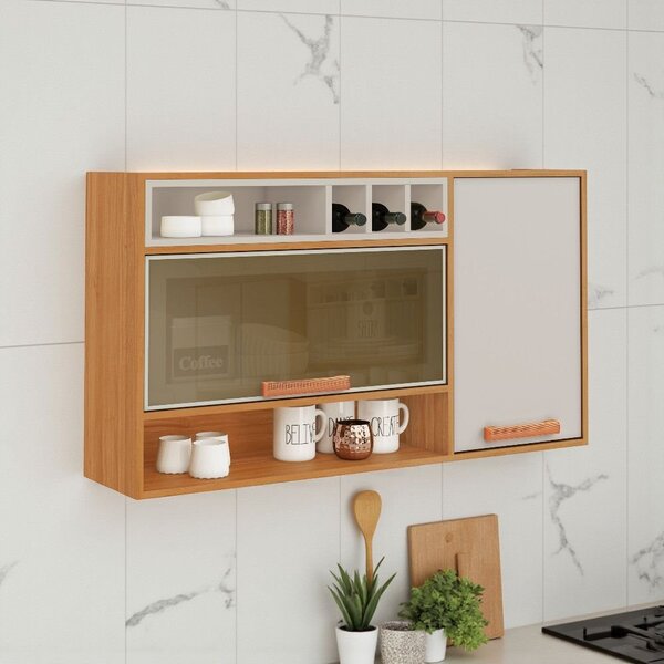 Armário Aéreo 2 Portas 120cm Vidro Reflecta Nicho Garrafeiro