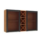 Armário Aéreo 2 Portas 2 Prateleiras Favorita Cinamomo / Pret