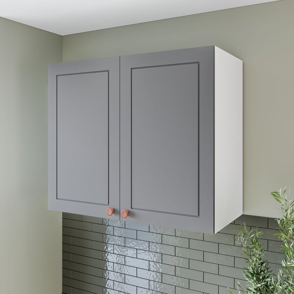 Armário Aéreo 2 Portas 80 Cm Pérola Yescasa Branco/cinza