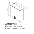 Armário Aéreo 2 Portas 80cm 100% Mdf Dobradiças Slow Motion E