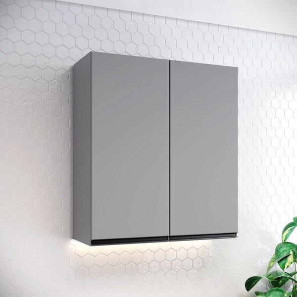 Armário Aéreo 2 Portas 80cm Belize Henn Cinza