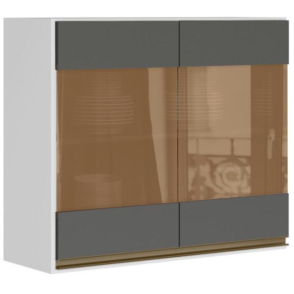 Armario Aereo 2 Portas 80cm Em Mdf Vidro Reflecta Kali Premiu