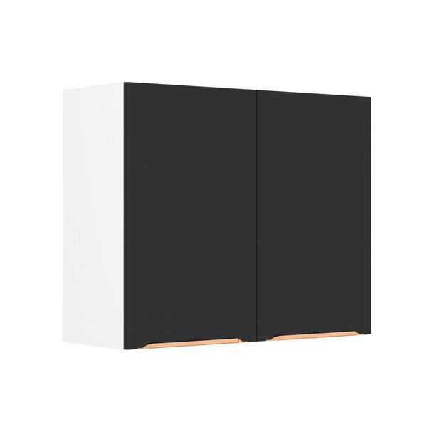 Armário Aéreo 2 Portas De Bater 80cm Bolonha Preto