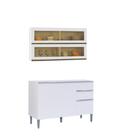 Armário Aéreo 2 Portas E Balcão 3 Portas Com Tampo Branco - F