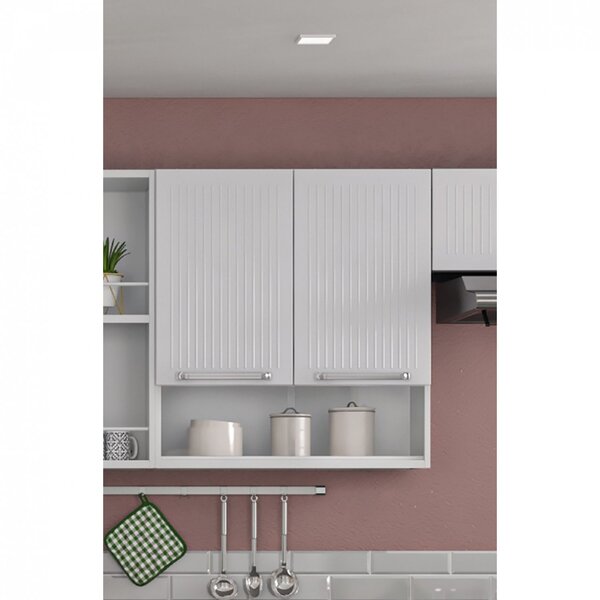 Armário Aéreo 2 Portas E Nicho Com Vidro 70cm Moderna Itatiai