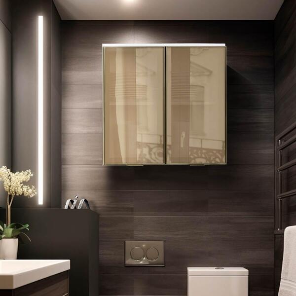 Armário Aéreo 2 Portas Para Banheiro Com Vidro Reflecta Branc