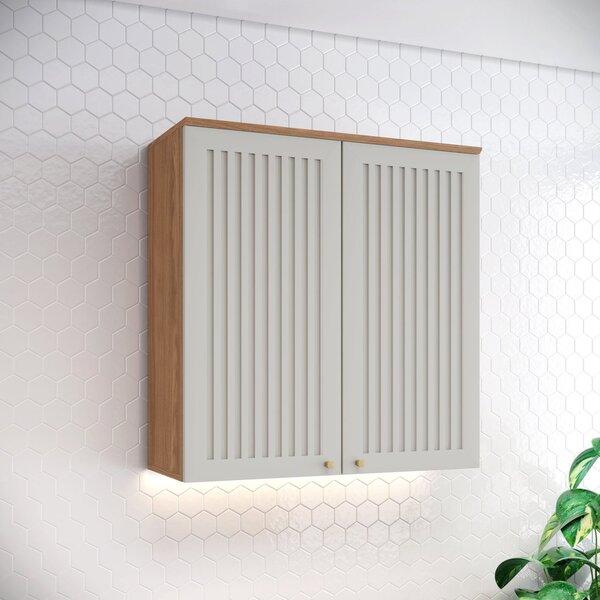 Armário Aéreo 2 Portas Ripado 800mm Yasmin Espresso Móveis Na