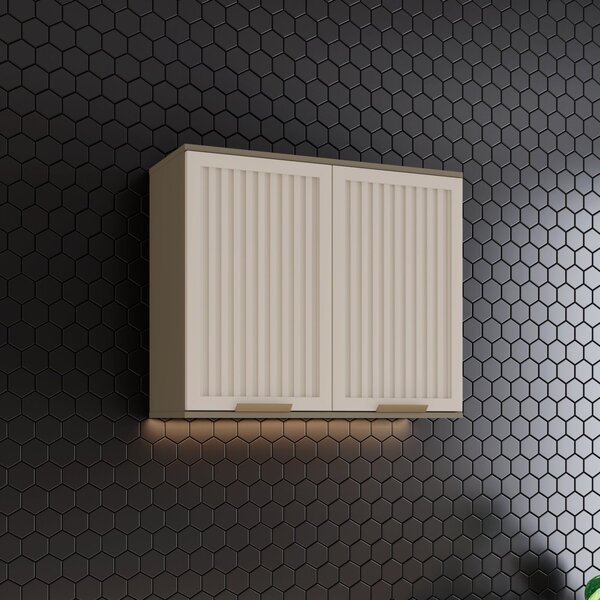 Armário Aéreo 2 Portas Ripado 80cm Aurora Espresso Móveis Dun