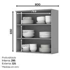 Armário Aéreo 2 Portas Vidro 80cm Americana - Móveis Henn