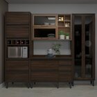 Armário Aéreo 2 Portas Vidro Com Nichos Canela Thela Nogueira