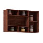 Armário Aéreo 2 Portas Vidro Nichos Nogueira E Off White