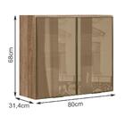 Armario Aereo 2 Portas Vidro Reflecta 80cm Em Mdf Kali Premiu