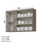 Armário Aéreo 3 Portas 100% Mdf Com Vidro Aurora Duna