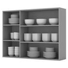 Armário Aéreo 3 Portas 120 Cm Com Vidro Belize Cinza Henn