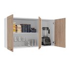 Armário Aéreo 3 Portas 120 Cm Pérola Branco/carvalho