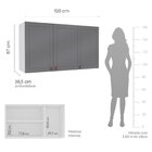 Armário Aéreo 3 Portas 120 Cm Pérola Yescasa Branco / Cinza