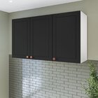 Armário Aéreo 3 Portas 120 Cm Pérola Yescasa Branco / Preto