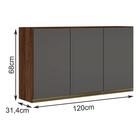Armario Aereo 3 Portas 120cm Em Mdf Kali Premium Amendoa / Ch