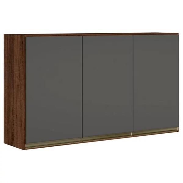 Armario Aereo 3 Portas 120cm Em Mdf Kali Premium Amendoa / Ch