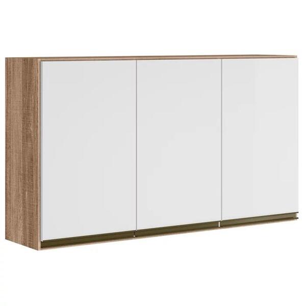 Armario Aereo 3 Portas 120cm Em Mdf Kali Premium Carvalho / B