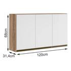 Armario Aereo 3 Portas 120cm Em Mdf Kali Premium Carvalho / B