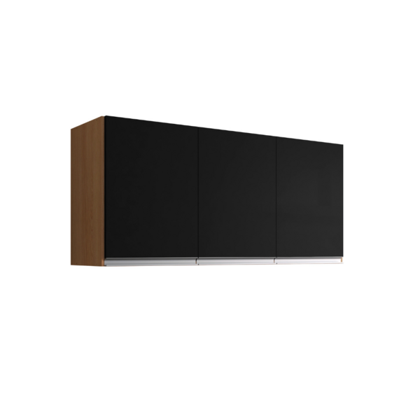 Armário Aéreo 3 Portas 120cm Madrid Amêndoa/preto - Montanari