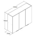 Armário Aéreo 3 Portas 120cm Montenegro  Wengue