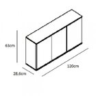 Armário Aéreo 3 Portas 120cm Verace Espresso Móveis