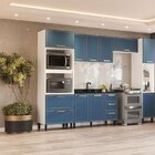 Armário Aéreo 3 Portas 120cm X 66cm X 30,5cm Branco/azul