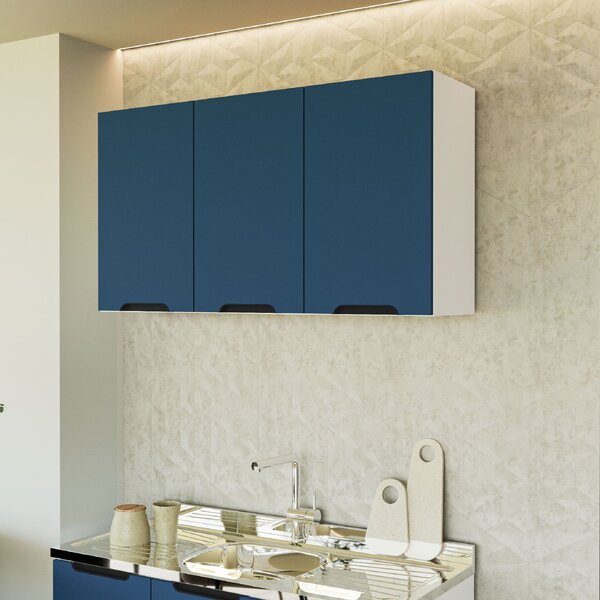 Armário Aéreo 3 Portas 120x66x30,5cm Branco/azul