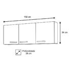 Armário Aéreo 3 Portas 150cm Lumil Móveis Branco E Castanho