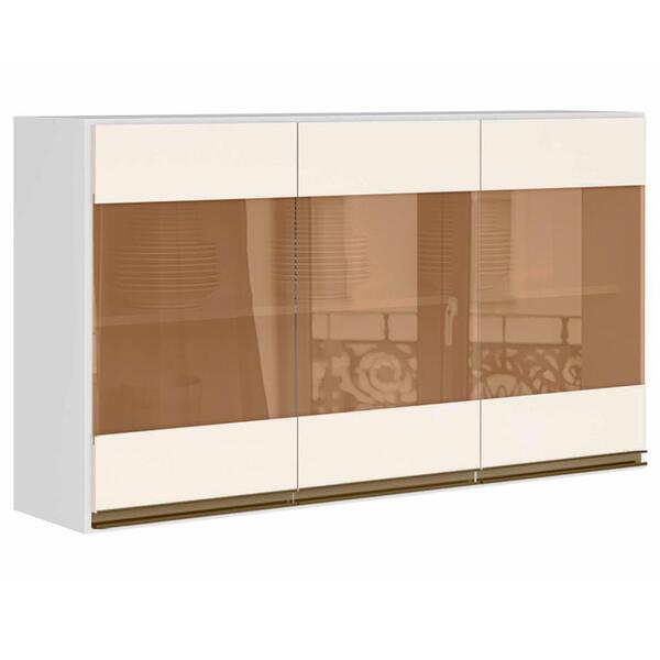 Armario Aereo 3 Portas Com Vidro Reflecta 120cm Mdf Kali Prem
