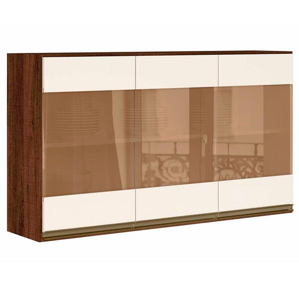 Armario Aereo 3 Portas Com Vidro Reflecta 120cm Mdf Kali Prem