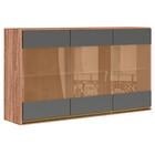 Armario Aereo 3 Portas Com Vidro Reflecta 120cm Mdf Kali Prem