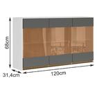 Armario Aereo 3 Portas Com Vidro Reflecta 120cm Mdf Kali Prem