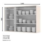 Armário Aéreo 3 Portas De Vidro 120 Cm Évelin Off White – Henn