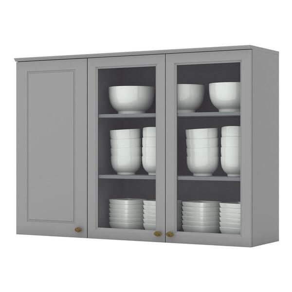 Armário Aéreo 3 Portas De Vidro 120cm Americana - Móveis Henn