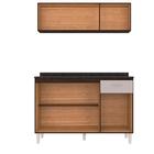 Armario Aereo 3 Portas E Balcao 120 Cm Chocolate Off White Po