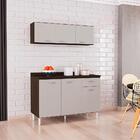 Armario Aereo 3 Portas E Balcao 120 Cm Chocolate Off White Po