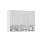 Armário Aéreo 3 Portas E Nicho Com Vidro 105cm Moderna Itatia