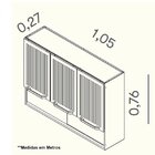 Armário Aéreo 3 Portas E Nicho Com Vidro 105cm Moderna Itatia