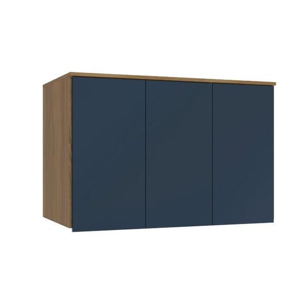 Armário Aéreo 3 Portas Kappesberg Adapt Nogueira/azul Profund